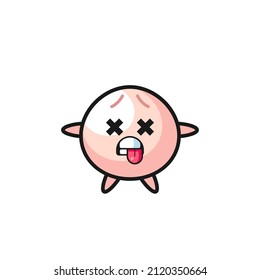 character of the cute meatbun with dead pose , cute style design for t shirt, sticker, logo element