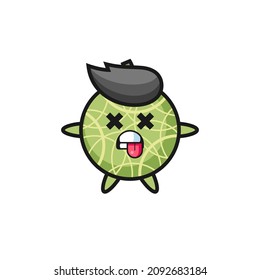 character of the cute melon fruit with dead pose , cute style design for t shirt, sticker, logo element