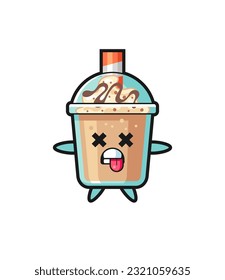 character of the cute milkshake with dead pose , cute style design for t shirt, sticker, logo element