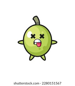 character of the cute olive with dead pose , cute style design for t shirt, sticker, logo element