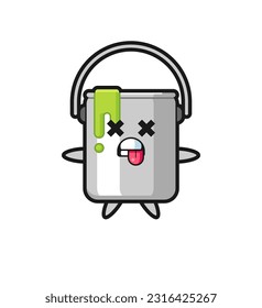 character of the cute paint tin with dead pose , cute style design for t shirt, sticker, logo element