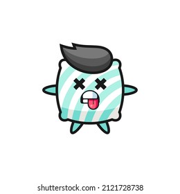 character of the cute pillow with dead pose , cute style design for t shirt, sticker, logo element