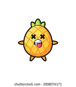 character of the cute pineapple with dead pose , cute style design for t shirt, sticker, logo element