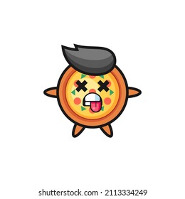 character of the cute pizza with dead pose , cute style design for t shirt, sticker, logo element