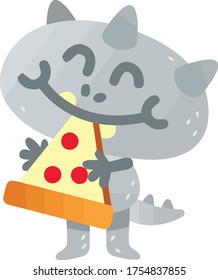 personaje lindo con pizza comer