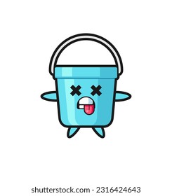 character of the cute plastic bucket with dead pose , cute style design for t shirt, sticker, logo element