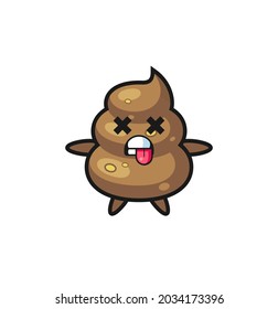 character of the cute poop with dead pose , cute style design for t shirt, sticker, logo element