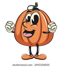 character of a cute pumpkin cartoon vector isolated clip art mascot illustration be healthy and strong enough to become a champion,, work of hand drawn