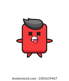 character of the cute red card with dead pose , cute style design for t shirt, sticker, logo element