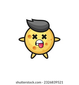 character of the cute round cheese with dead pose , cute style design for t shirt, sticker, logo element