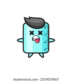 character of the cute ruler with dead pose , cute style design for t shirt, sticker, logo element