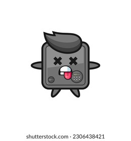 character of the cute safe box with dead pose , cute style design for t shirt, sticker, logo element