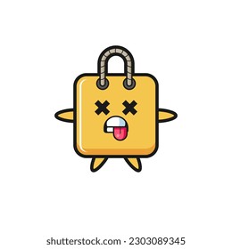 character of the cute shopping bag with dead pose , cute style design for t shirt, sticker, logo element
