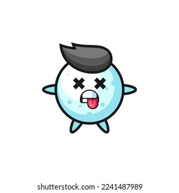 character of the cute snow ball with dead pose , cute style design for t shirt, sticker, logo element