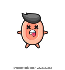 character of the cute soap with dead pose , cute style design for t shirt, sticker, logo element