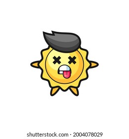 personaje del sol lindo con pose muerta , diseño de estilo lindo para camiseta, pegatina, elemento logo