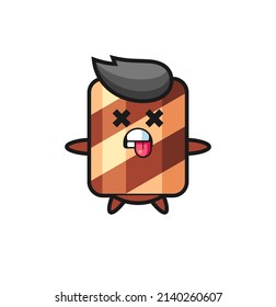 character of the cute wafer roll with dead pose , cute style design for t shirt, sticker, logo element