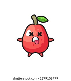 personaje de la manzana de agua linda con pose muerta , diseño de estilo lindo para camiseta, pegatina, elemento logo