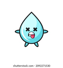 character of the cute water drop with dead pose , cute style design for t shirt, sticker, logo element