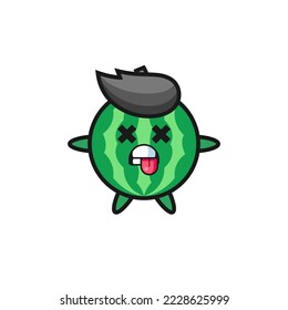 personaje de la linda sandía con pose muerta , diseño de estilo lindo para camiseta, pegatina, elemento logo