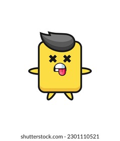 character of the cute yellow card with dead pose , cute style design for t shirt, sticker, logo element