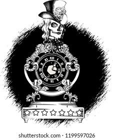 Character for the Day of the Dead. Engraving style. Vector illustration