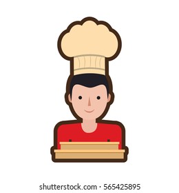character delivery man hat restaurant delivery box vector illustration eps 10