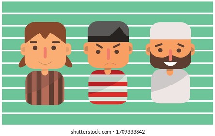 character design about cultural differences namely different races consisting of Javanese, Madurese and Arabic races. by displaying visuals that are simple and simple but still give an aesthetic impre