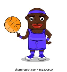 character design African American basketball player vector illustration.