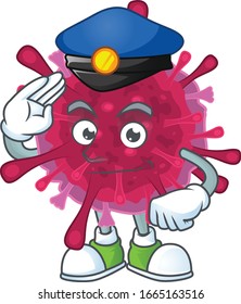 A character design of amoeba coronaviruses working as a Police officer