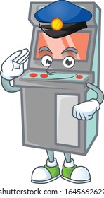 Diseño de un personaje en una máquina de videojuegos trabajando como oficial de policía
