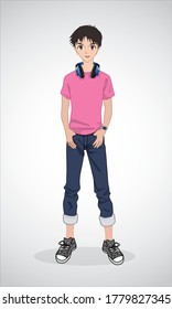 character design of asian boy