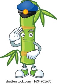 A character design of bamboo stick in a Police officer costume