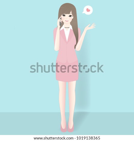Character design with beautiful women using mobile phone, working woman concept vector illustration.