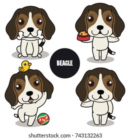 Character design of black brown Beagle , Cute dog difference poses isolated on white background , Jpg included Clipping Path