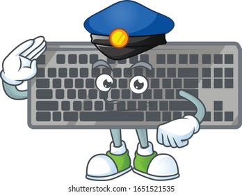 A character design of black keyboard working as a Police officer