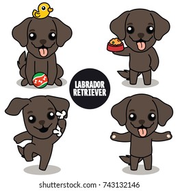 Character design of black Labrador Retriever , Cute dog difference poses isolated on white background , Jpg included Clipping Path