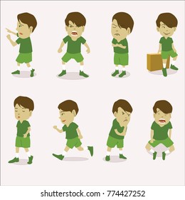 Character Design Boys. Expression And Gestures Of Boys. Boy Vector