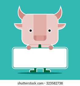 Character design and business concept. Illustration of bull symbol of stock market trend. (a series of bull vs bear)