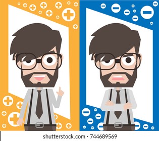 character design businessman hipster concept, cute employee cartoon flat with vector for business concept.