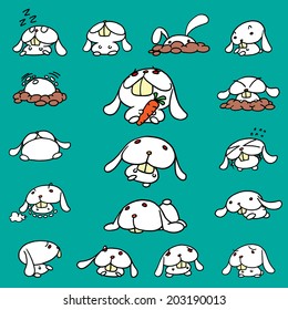 character Design  cartoon of Cute Animals White Rabbit facetious