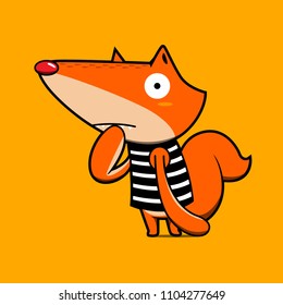 character design cartoon fox bandit street background orange 