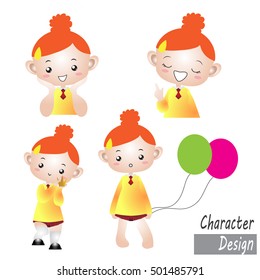 character design cartoon kid orange vector