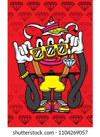 character design cartoon monster red triangle eye streetart