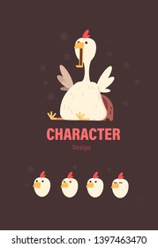 Character design . chicken character . Chicken vector illustration 