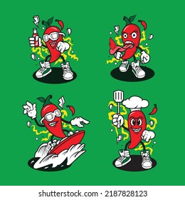 Character design chili fun and funy. download free vector