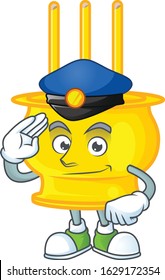 A character design of chinese gold incense in a Police officer costume