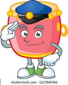 A character design of chinese red drum in a Police officer costume