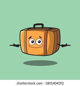 character design of a classic brown suitcase