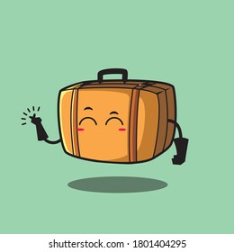 character design of a classic brown suitcase